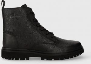 Členkové topánky Calvin Klein Jeans EVA MID LACEUP BOOT LTH pánske, čierna farba, YM0YM00751