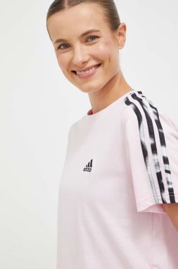 Bavlnené tričko adidas ružová farba