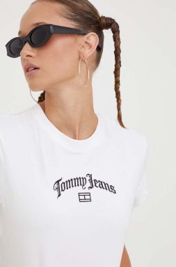 Tričko Tommy Jeans dámsky, biela farba