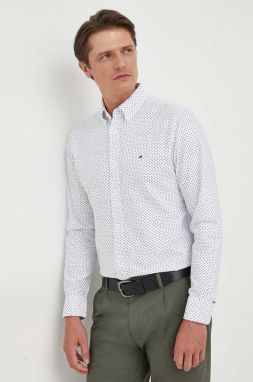 Bavlnená košeľa Tommy Hilfiger pánska, biela farba, regular, s golierom button-down