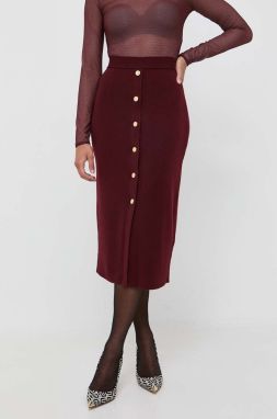 Vlnená sukňa Luisa Spagnoli bordová farba, midi, puzdrová