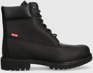 Kožené členkové topánky Timberland 6in Premium Boot pánske, čierna farba, TB0A5V4W0011
