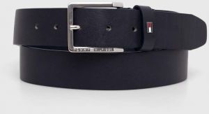 Kožený opasok Tommy Hilfiger pánsky, tmavomodrá farba