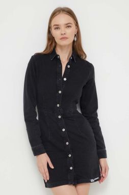 Rifľové šaty Karl Lagerfeld Jeans čierna farba, mini, priliehavá