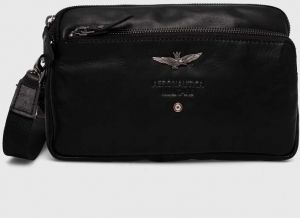 Kožená taška Aeronautica Militare čierna farba