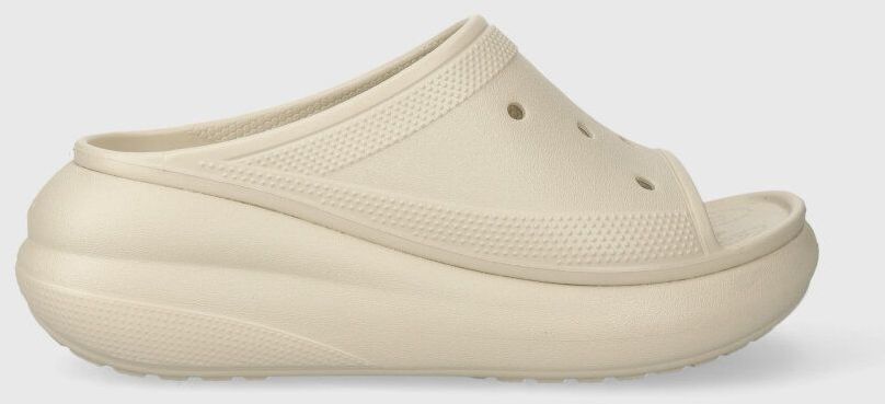 Šľapky Crocs Classic Crush Slide dámske, béžová farba, na platforme, 208731