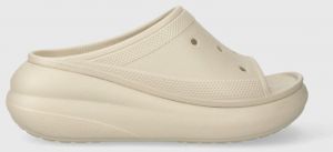 Šľapky Crocs Classic Crush Slide dámske, béžová farba, na platforme, 208731