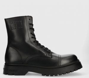 Kožená obuv Tommy Jeans TJM CASUAL BOOT pánske, čierna farba, EM0EM01244
