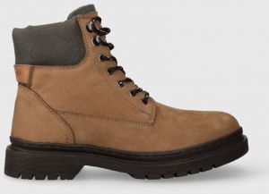 Semišové členkové topánky Pepe Jeans HARRY BOOT pánske, hnedá farba, PMS50236