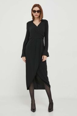 Šaty Sisley čierna farba, maxi, priliehavá