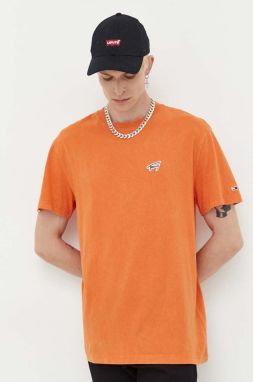 Bavlnené tričko Tommy Jeans oranžová farba, jednofarebný