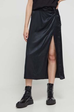 Sukňa Abercrombie & Fitch čierna farba, midi, rovný strih