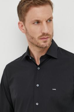 Košeľa Michael Kors pánska, čierna farba, slim, s talianskym golierom