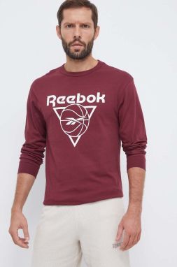 Bavlnené tričko s dlhým rukávom Reebok Classic Basketball bordová farba, s potlačou