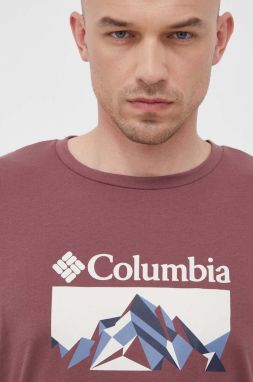 Športové tričko Columbia Thistletown Hills bordová farba, s potlačou