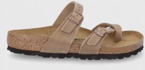 Kožené žabky Birkenstock Mayari 1011433-tab.brwn, dámske, béžová farba, na plochom podpätku