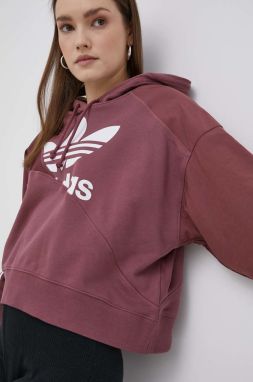 Bavlnená mikina adidas Originals HC7035-QUICRI, dámska, ružová farba, s potlačou