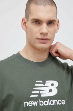 Bavlnené tričko New Balance MT31541DON-DON, zelená farba, vzorované