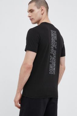 Bavlnené tričko Helly Hansen 53936-697, čierna farba, vzorované