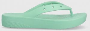 Žabky Crocs Classic Platform Flip 207714.3UG-3UG, dámske, tyrkysová farba, na platforme, 207714