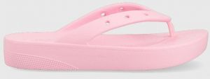 Žabky Crocs Classic Platform Flip 207714.6S0-6S0, dámske, ružová farba, na platforme, 207714