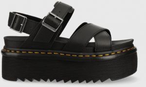 Kožené sandále Dr. Martens Voss II Quad DM30717001-Black, dámske, čierna farba, na platforme, DM30717001