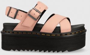Kožené sandále Dr. Martens Voss II Quad DM30717329-Peach.Bei, dámske, ružová farba, na platforme, DM30717329