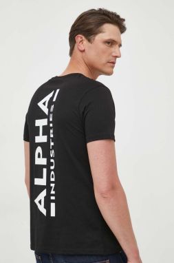 Bavlnené tričko Alpha Industries Backprint T 128507.03-black, čierna farba, s potlačou, 128507 03