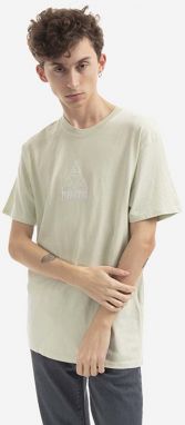 Bavlnené tričko HUF Dyed T-Shirt TS01807-GREEN, zelená farba, s potlačou