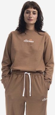 Bavlnená mikina Ellesse Sappan Sweatshirt SGM13149-BROWN, dámska, hnedá farba, s potlačou