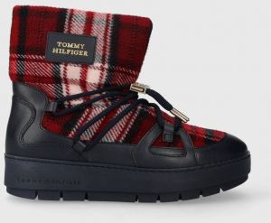 Snehule Tommy Hilfiger TARTAN SNOWBOOT tmavomodrá farba, FW0FW07612