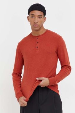 Bavlnené tričko s dlhým rukávom Superdry oranžová farba, melanžový