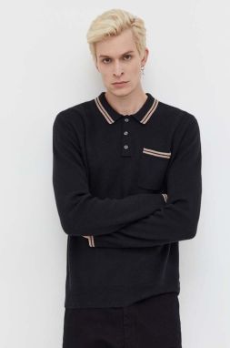 Sveter Abercrombie & Fitch pánsky, čierna farba, tenký