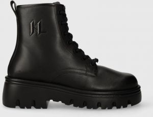 Kožené členkové topánky Karl Lagerfeld KOMBAT KC pánske, čierna farba, KL15350