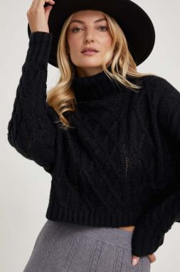 Vlnený sveter Answear Lab čierna farba, tenký, s rolákom