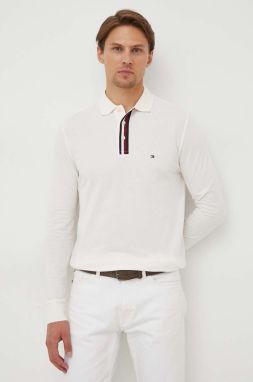 Bavlnené tričko s dlhým rukávom Tommy Hilfiger ružová farba, jednofarebný
