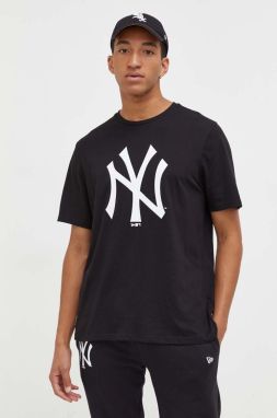 Bavlnené tričko New Era čierna farba, s potlačou, NEW YORK YANKEES