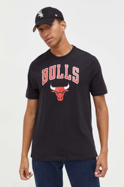 Bavlnené tričko New Era čierna farba, s potlačou, CHICAGO BULLS