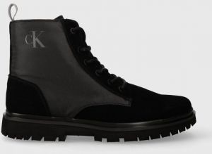 Topánky Calvin Klein Jeans EVA MID LACEUP LTH BOOT HIKING pánske, čierna farba, YM0YM00842