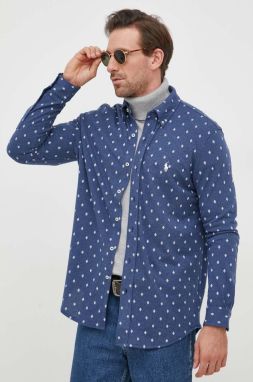 Bavlnená košeľa Polo Ralph Lauren pánska, tmavomodrá farba, regular, s golierom button-down