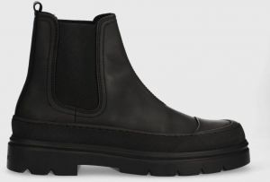 Kožená obuv Calvin Klein CHELSEA BOOT RUB pánska, čierna farba, HM0HM01252