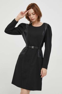 Šaty Dkny čierna farba, mini, áčkový strih