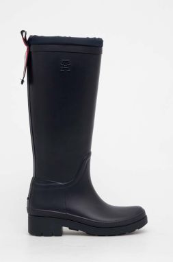 Gumáky Tommy Hilfiger TOMMY TARTAN RUBBERBOOT dámske, tmavomodrá farba, FW0FW07664