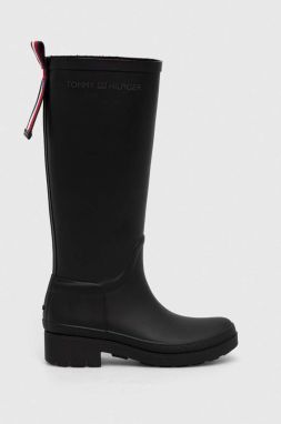 Gumáky Tommy Hilfiger TOMMY RUBBERBOOT dámske, čierna farba, FW0FW07665