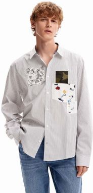 Bavlnená košeľa Desigual 23WMCW38 CAM_DENNISON pánska, biela farba, regular, s klasickým golierom