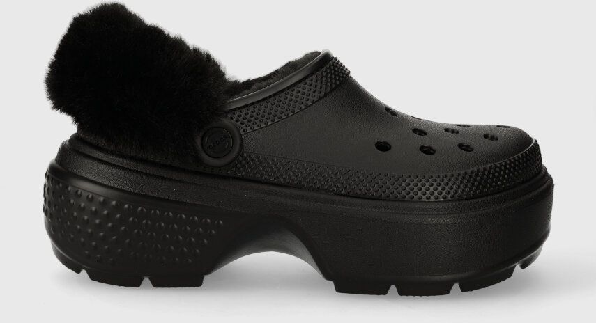 Šľapky Crocs Stomp Lined Clog dámske, čierna farba, na platforme, 208546