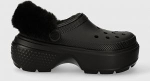 Šľapky Crocs Stomp Lined Clog dámske, čierna farba, na platforme, 208546