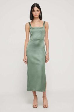 Šaty Abercrombie & Fitch zelená farba, midi, priliehavá