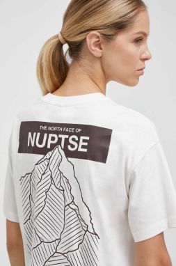 Bavlnené tričko The North Face dámsky, béžová farba