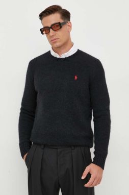 Vlnený sveter Polo Ralph Lauren pánsky, čierna farba